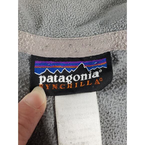 Patagonia Synchilla Sweater Fleece Size Medium Mens Gray 1/4 Zip Logo Warm - Picture 4 of 8